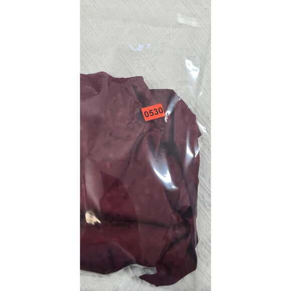 Monday Fun Stitch Fix women's burgundy blouse long sleeve drawstring Size Large - Picture 9 of 9